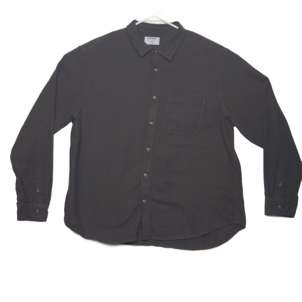 Old Navy Men's XXL Dark Gray Double-Brushed Flannel Casual Button Down Shirt